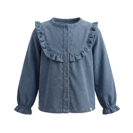 Your Wishes Rib Denim Ruffle Blouse Your Wishes Rib Denim Ruffle Blouse