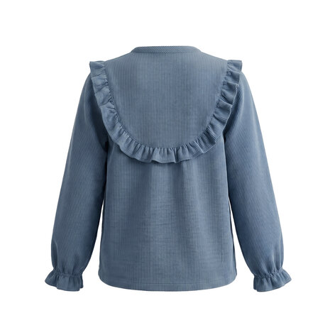 Your Wishes Rib Denim Ruffle Blouse Your Wishes Rib Denim Ruffle Blouse