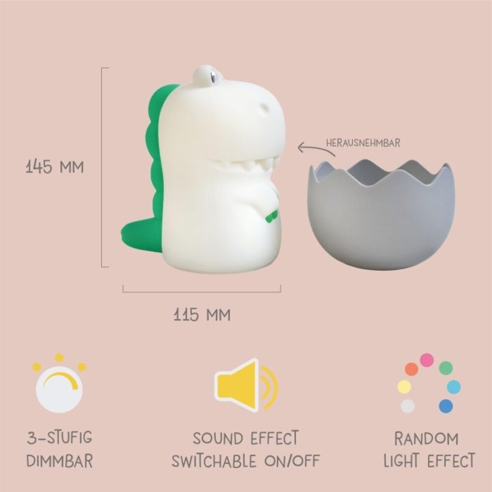 Nachtlamp USB Diggy Dino Dimbaar met Geluid