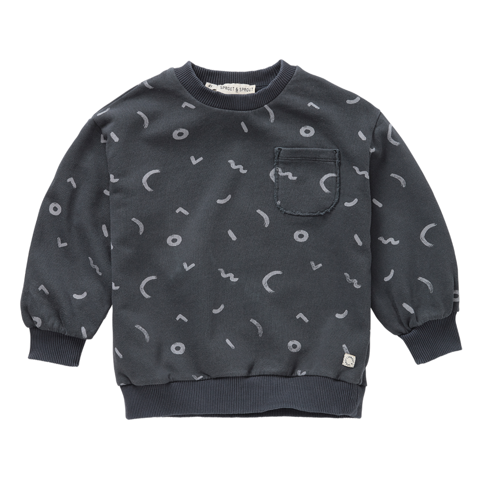 Sproet & Sprout Sweatshirt Painters Brush Print Washed Black