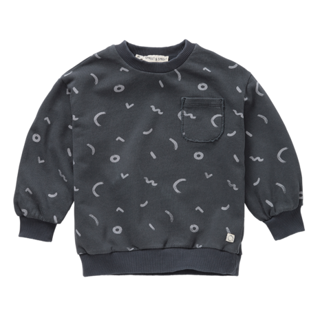 Sproet & Sprout Sweatshirt Painters Brush Print Washed Black