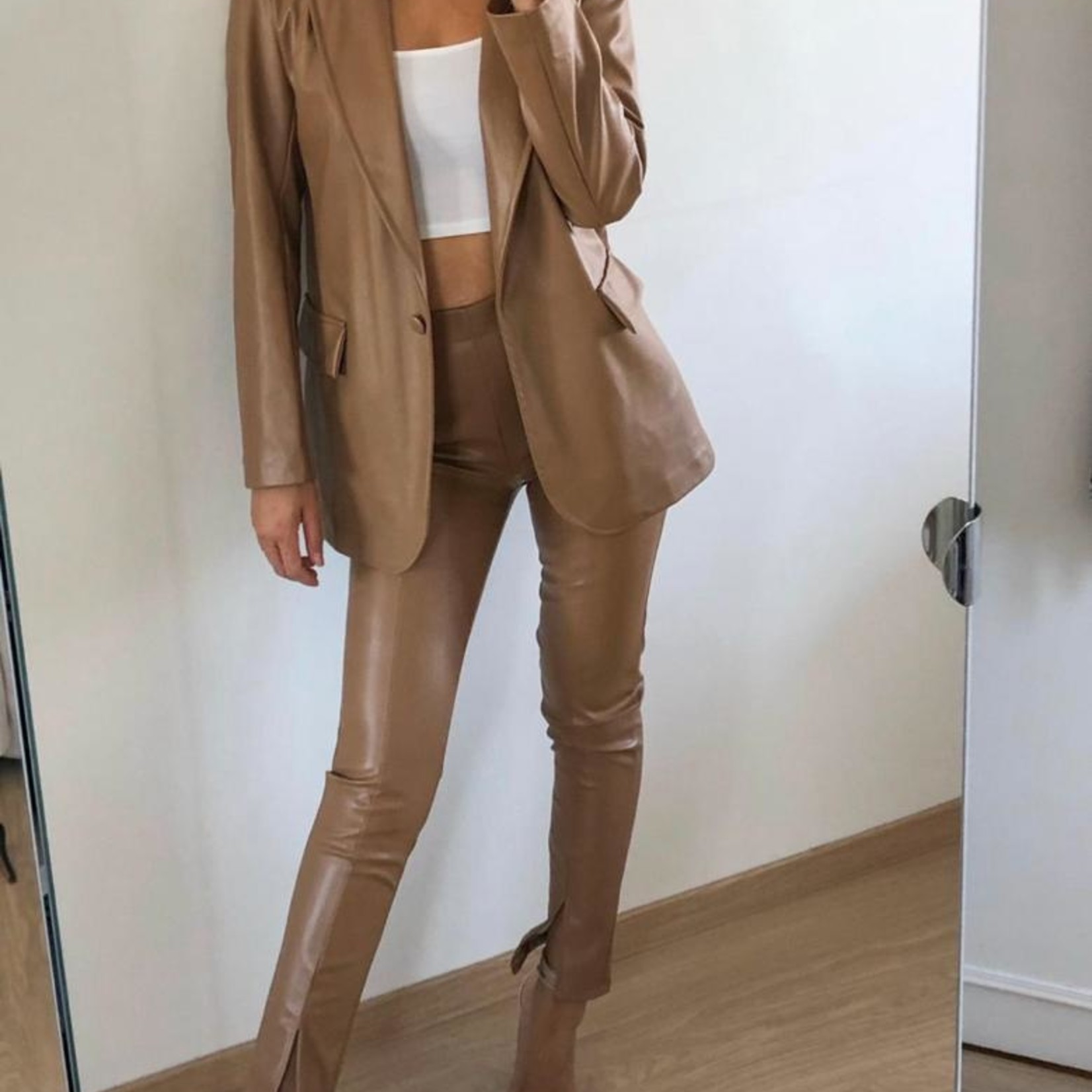 Olivia Leatherlook Split Camel