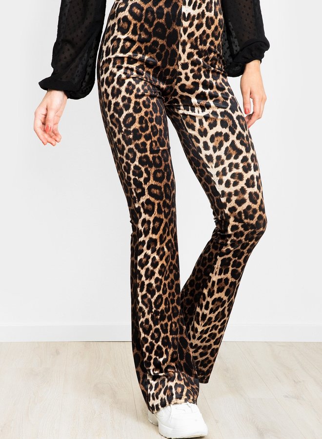 Leopard flared broek