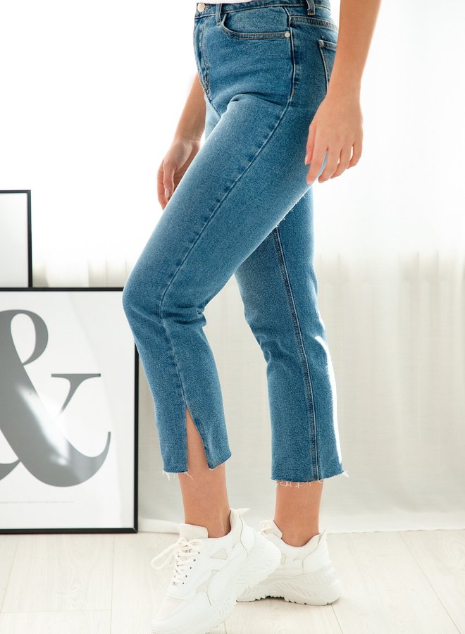 High waist jeans zijsplit
