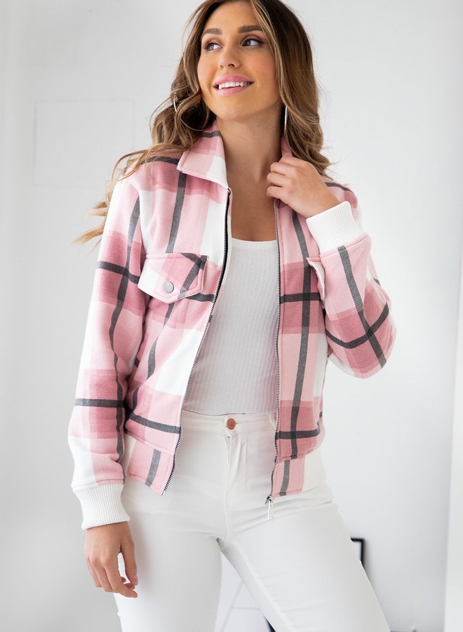 Tartan bomberjacket pink