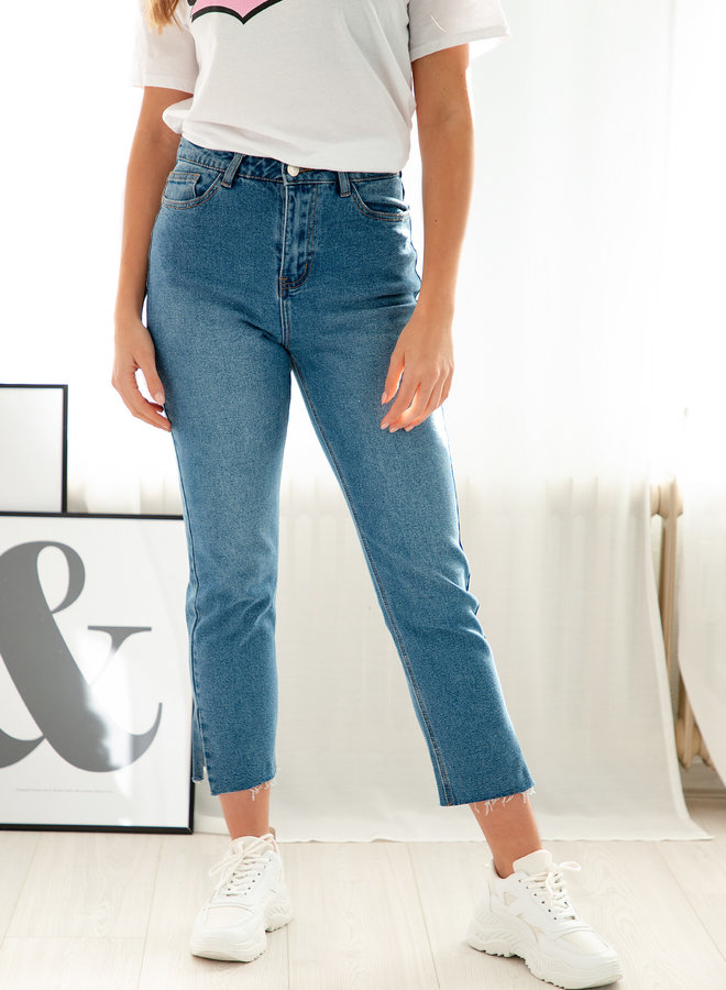 High waist jeans zijsplit