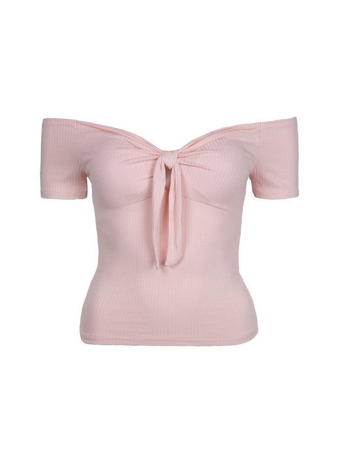 Pink off shoulder crop top sale