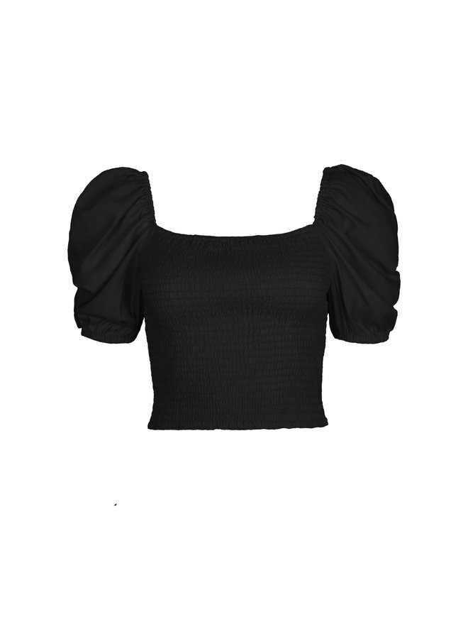 Off shoulder crop top zwart