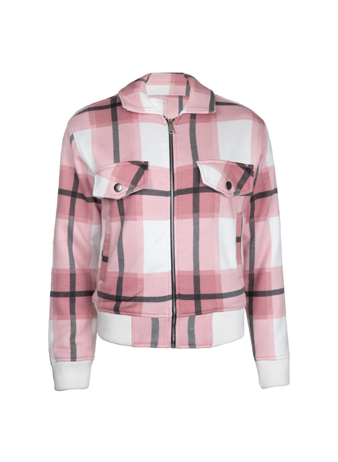 Tartan bomberjacket pink