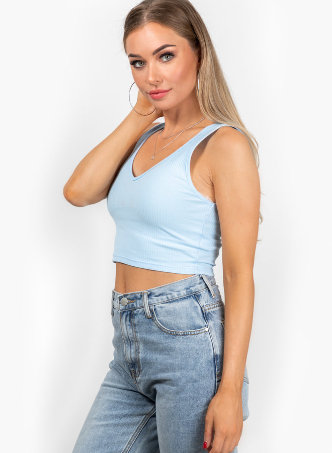 Basic crop top Jara blauw