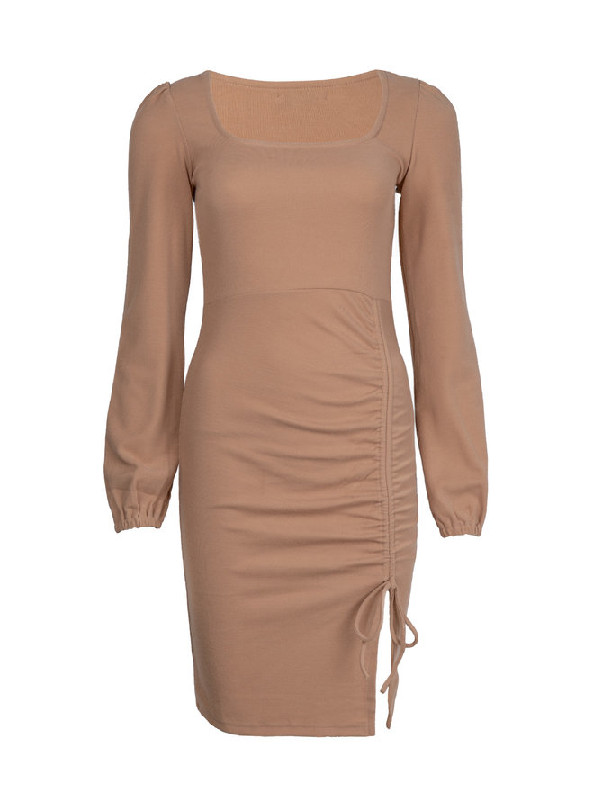 Rib jurk Roxi beige