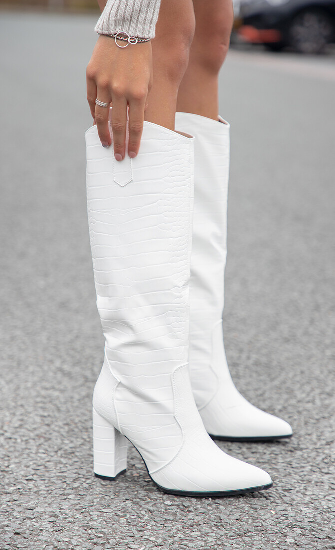 Witte croco dameslaars Fay