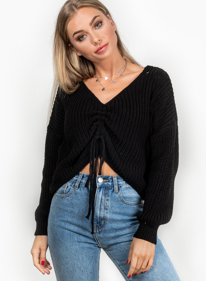 V-neck trui Jen zwart