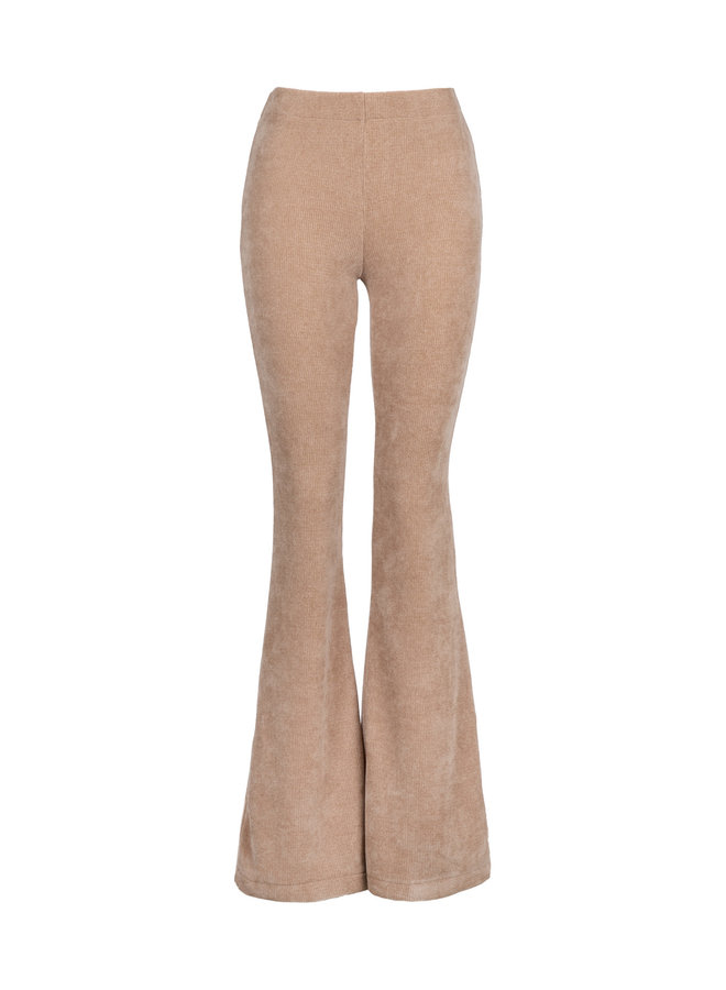 Flare rib broek Hanna beige