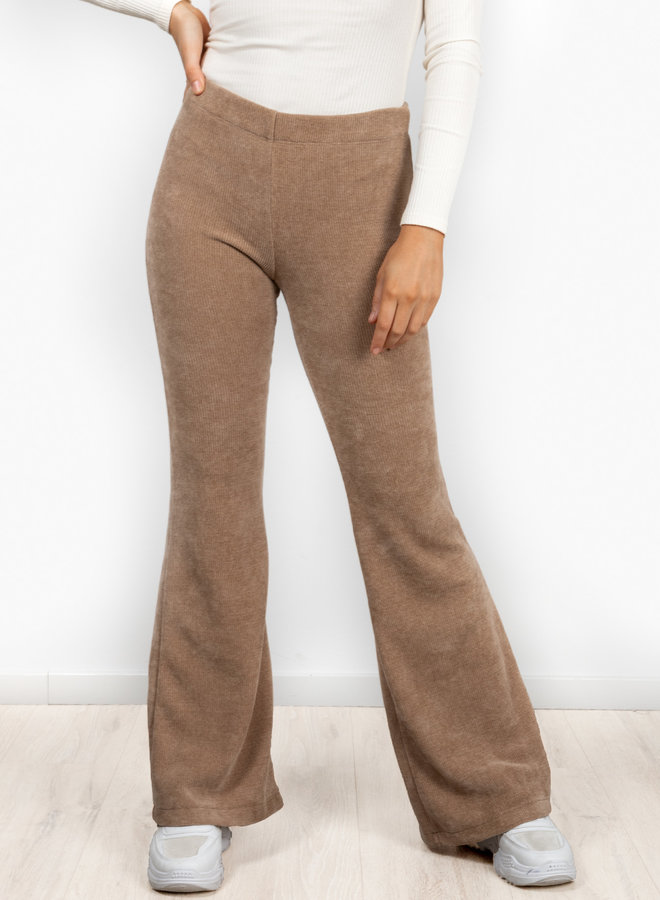 Flare rib broek Hanna beige