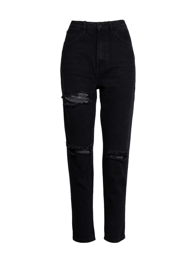 Cut out mom jeans zwart