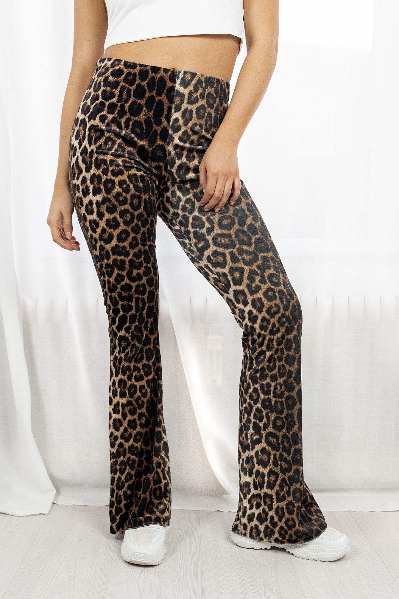Leopard flared broek ILeopard broek met wijde pijpen - Famous Store