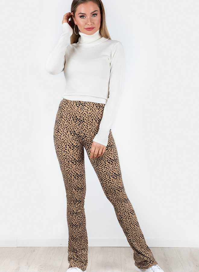 Cheetah flare pants beige