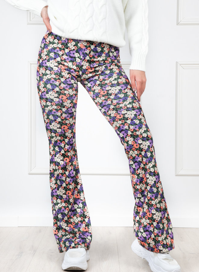 Flower flare broek Trisha lila