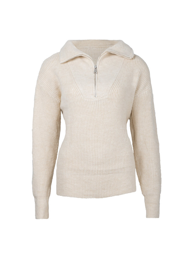 Zip knit beige