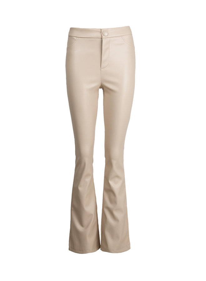 Broek leer look Leona beige