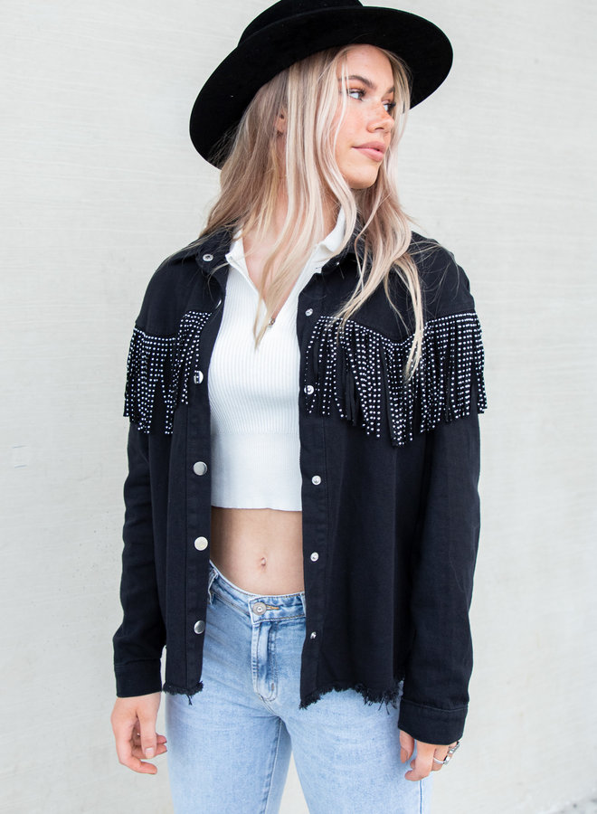 Fringe jacket zwart