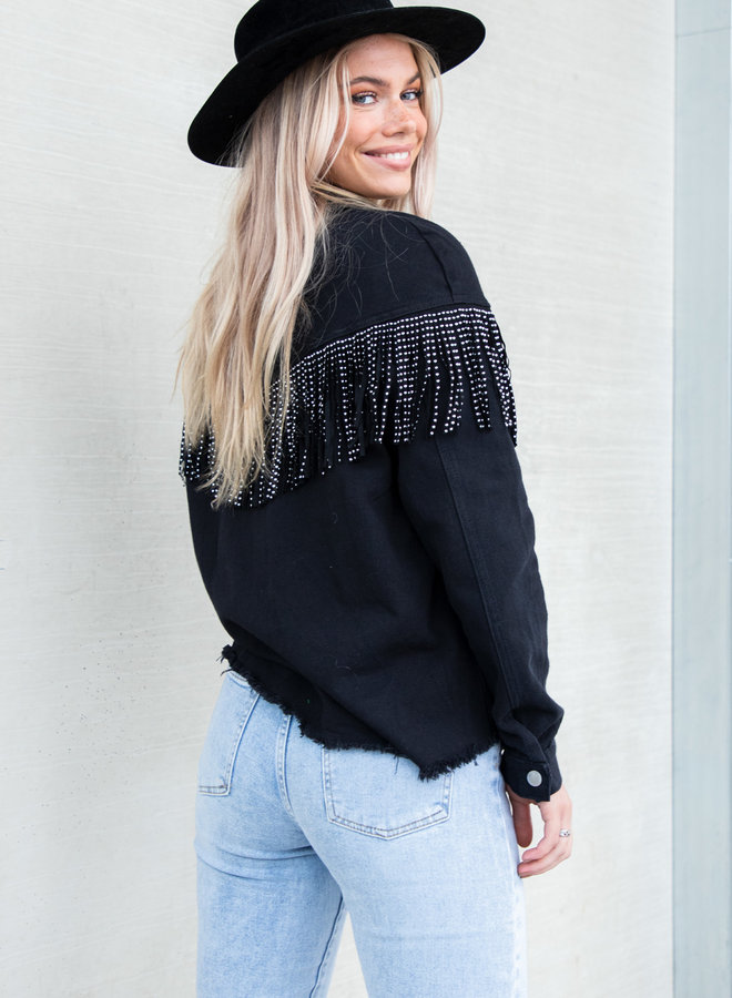 Fringe jacket zwart