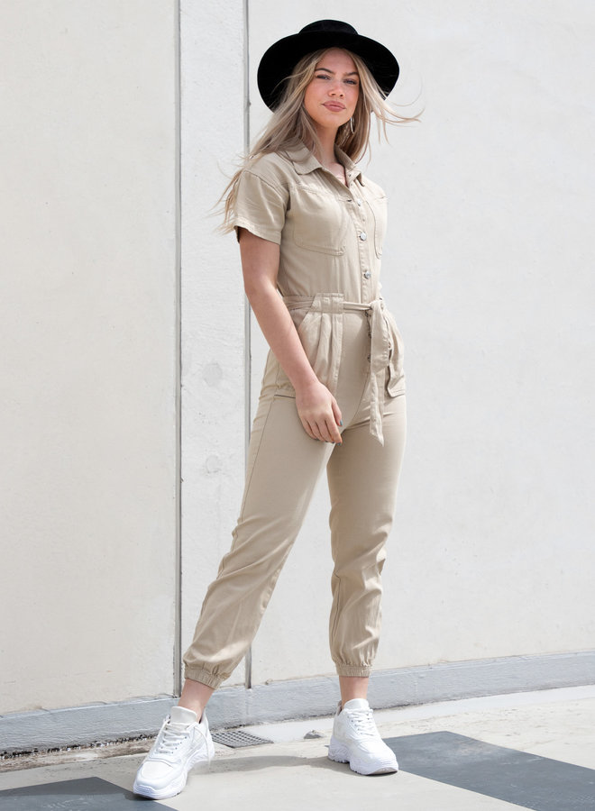 Jumpsuit denim Gina beige