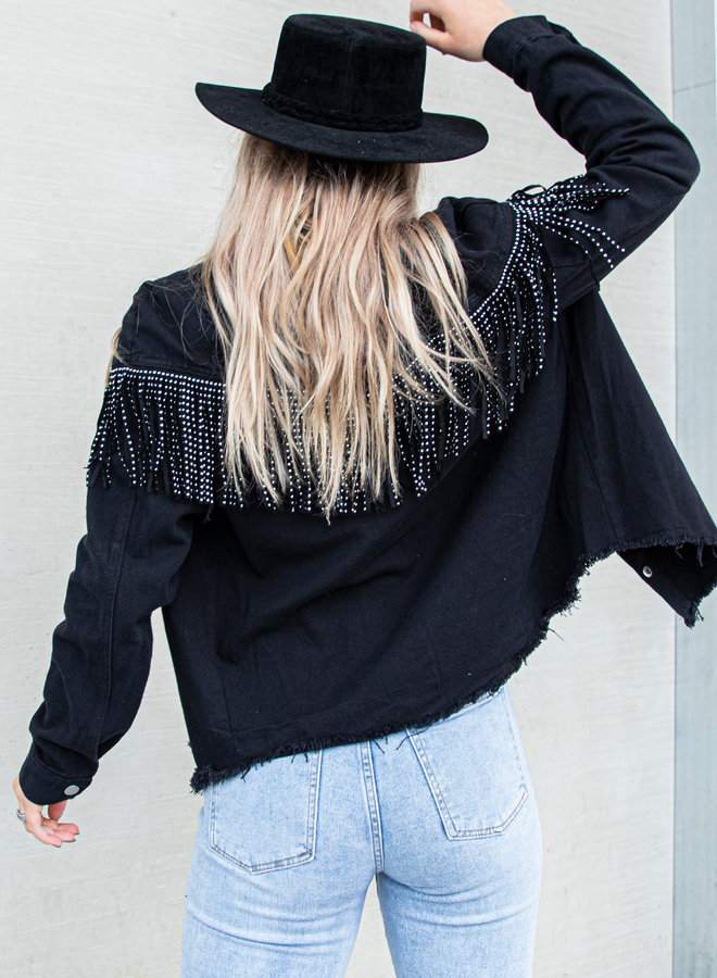 Fringe jacket zwart