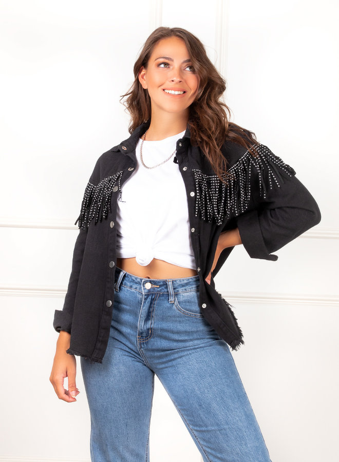 Fringe jacket zwart