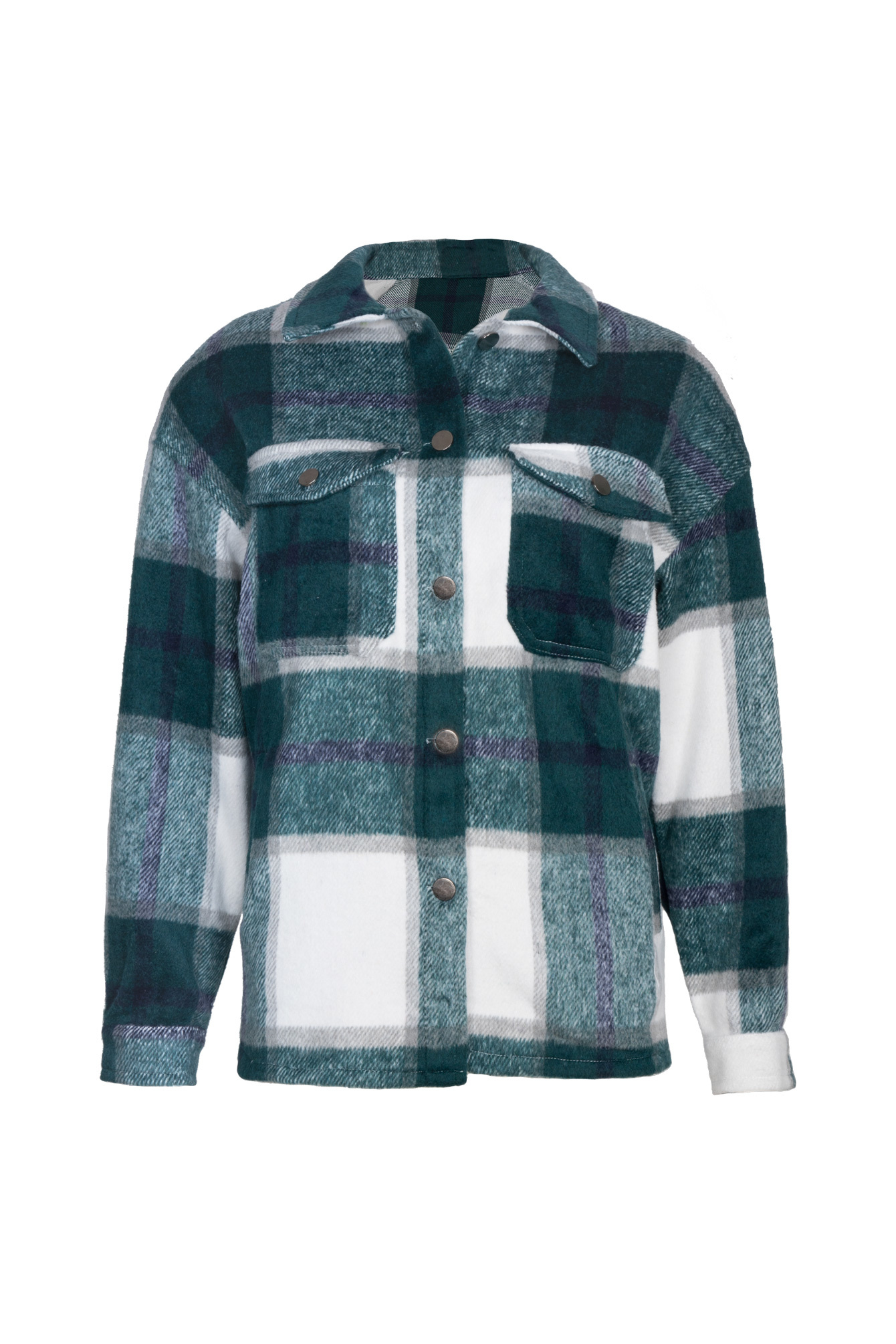 Famous Store I Blouse Nikki groen I Tartan blouse met knopen en zakken