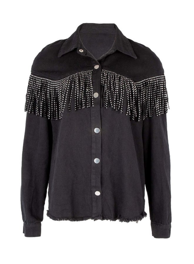 Fringe jacket zwart