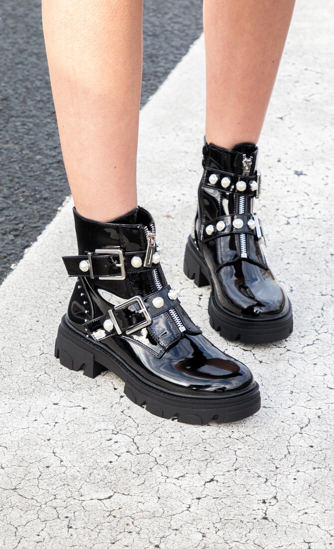 Parel bikerboots lak