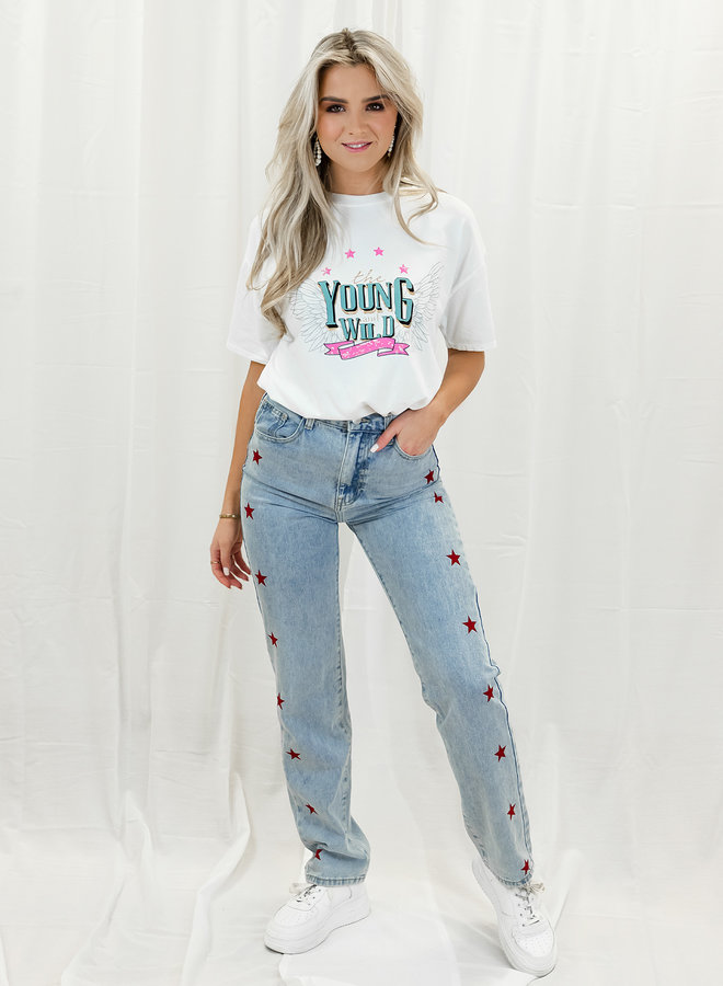 Jeans Star I Spijkerbroek midwaist sterren - Famous Store