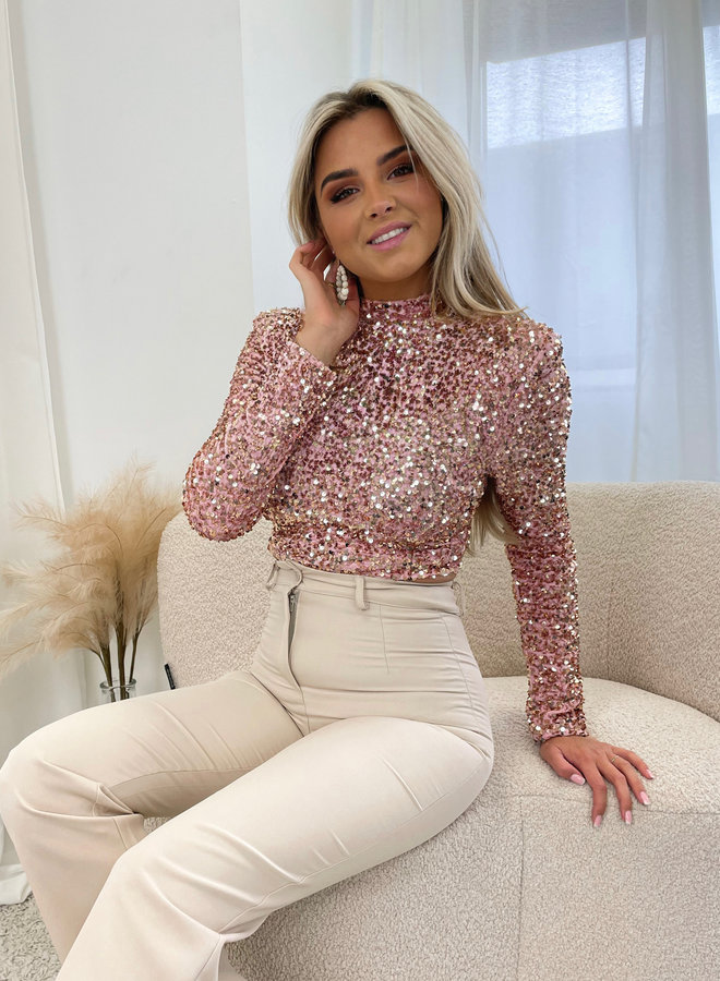 Glitter top Fenna roze