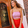 Strapless glitter top pink