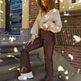 Leather flare broek Yara bruin
