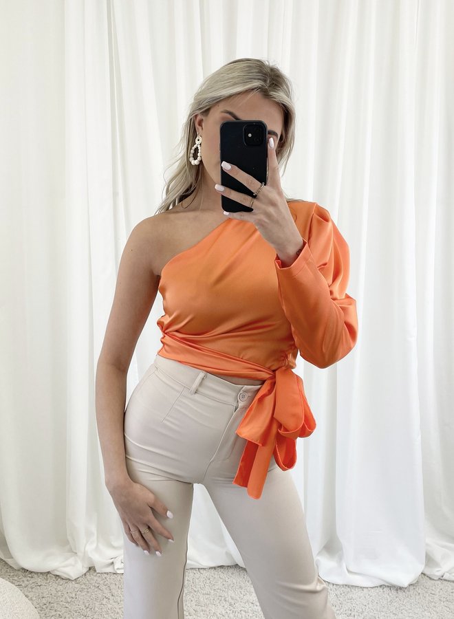 Topje satin Fabien oranje