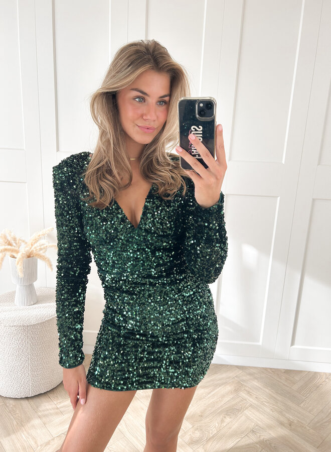 Glitter jurk Lisanne groen