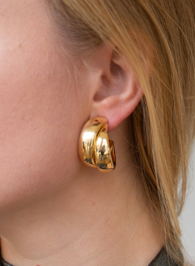 Earring double hoops goud