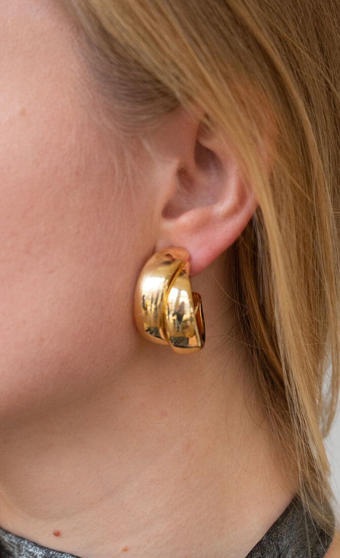 Earring double hoops goud