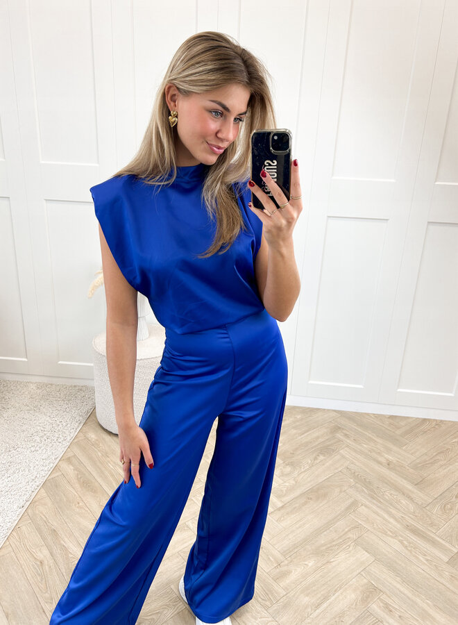 Jumpsuit satin Lily blauw ( PRE ORDER )