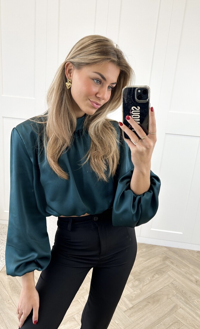 Blouse satin Nora groen