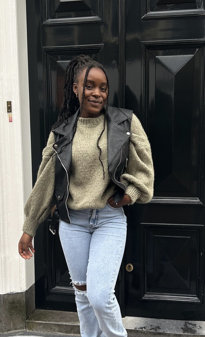 Leer look gilet Hanna