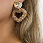 Earring Heart of pearls goud