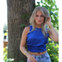 Satin wrap top Jill blauw