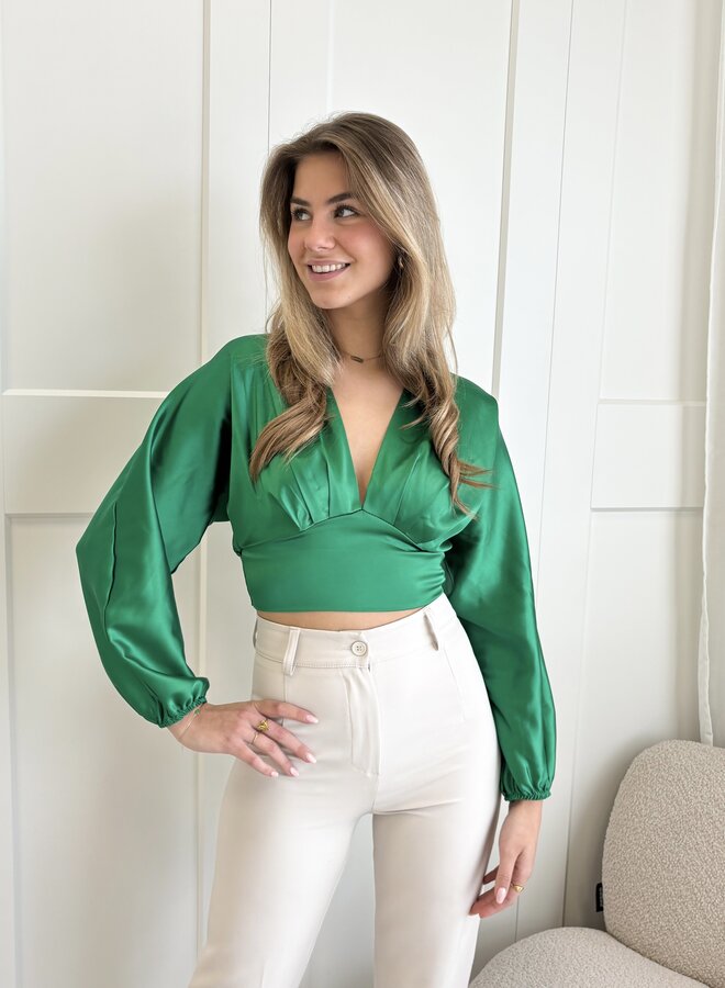 Blouse satin Fenne groen