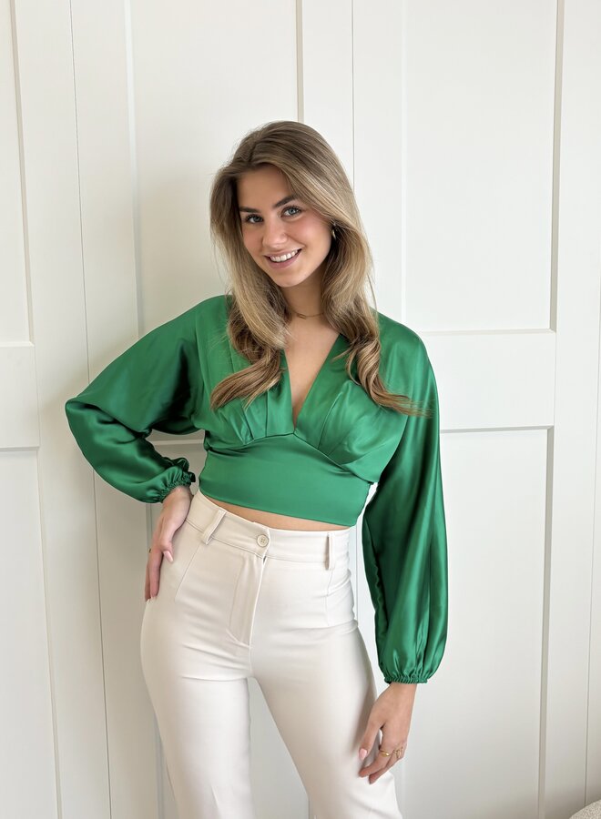 Blouse satin Fenne groen