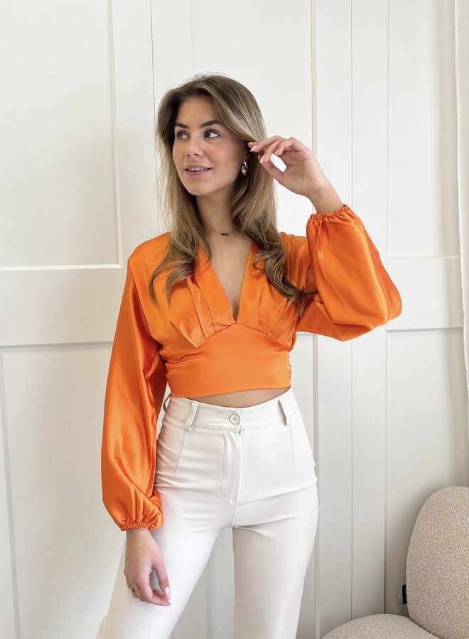 Blouse satin Fenne oranje