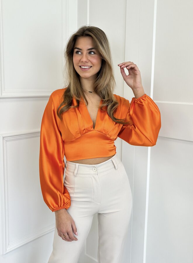 Blouse satin Fenne oranje